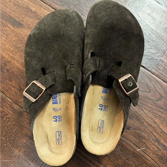 Birkenstock Suede Mocha Brown Boston Clogs Size 40 - Picture 3 of 13